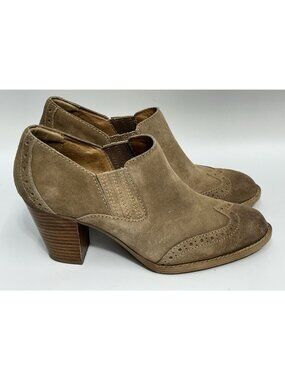 Sofft Women’s Suede Ankle Bootie Size 8 Tan Slip on Boho Office Work